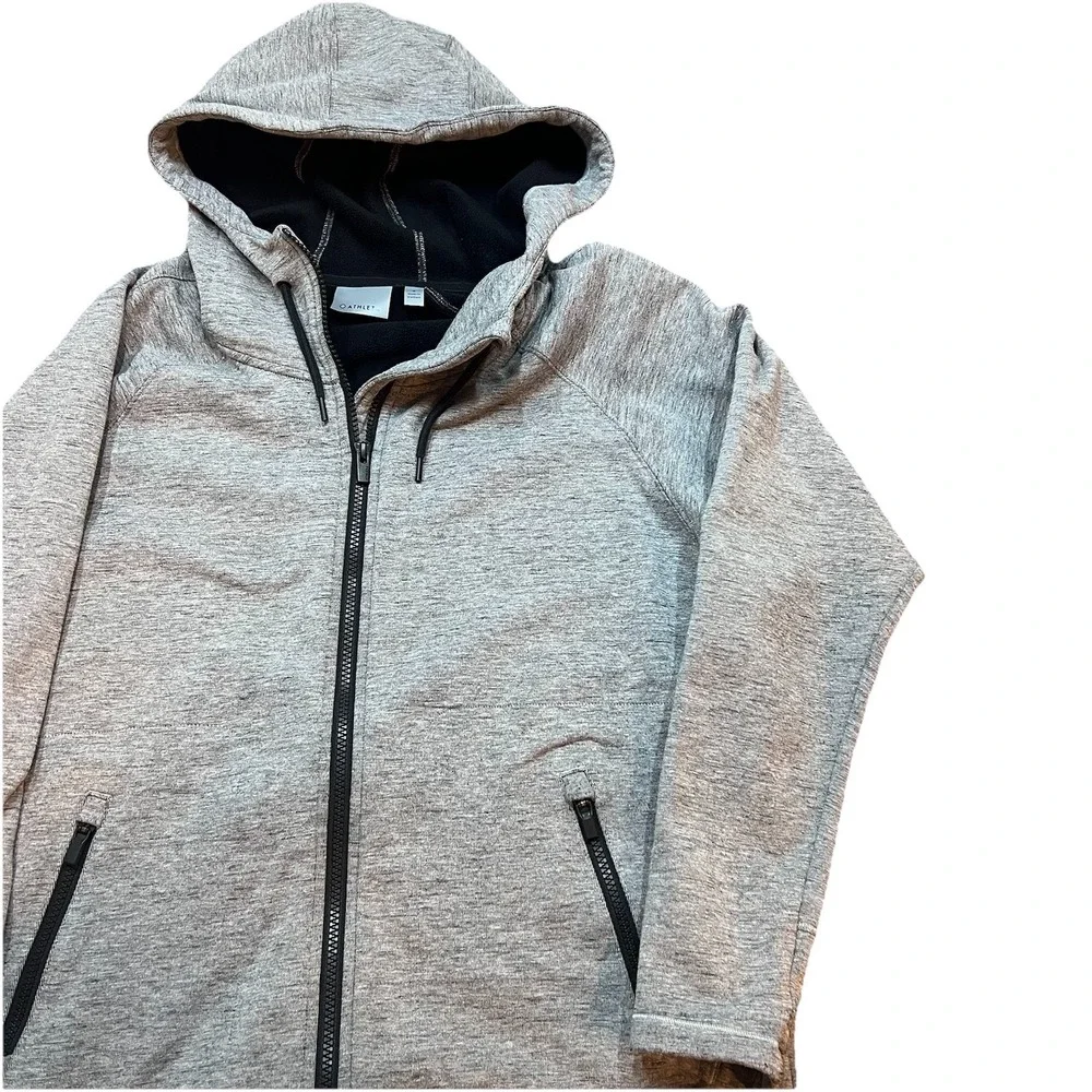Athleta Jacket Womens Small CYA Stronger Hoodie Full Zip Long Line Grey Stretch - Picture 2 of 12